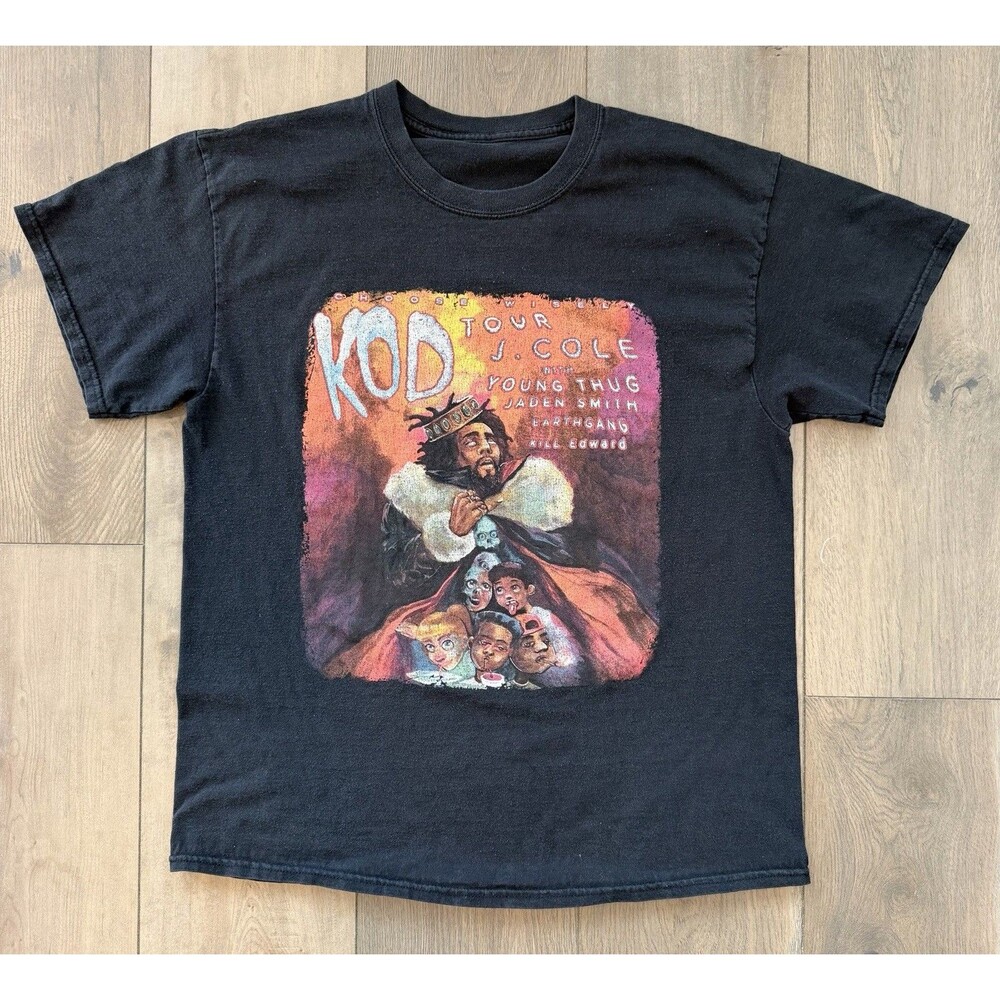 J Cole KOD Tour T-Shirt Mens Medium Black Rap Tee Young Thug Dreamville Concert
